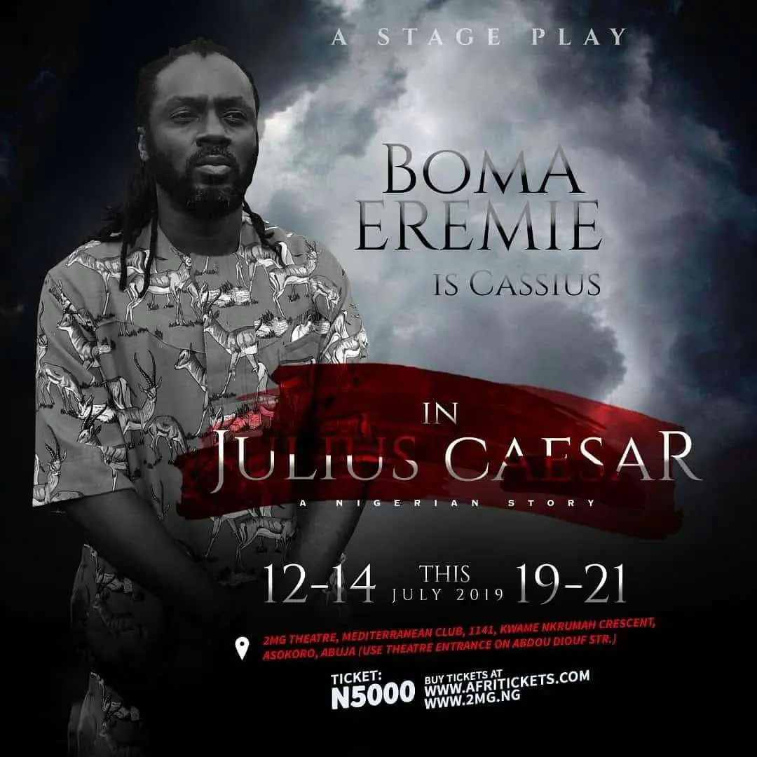 Show poster for Julius Caesar, a stage play produced by Chidi Ukwu